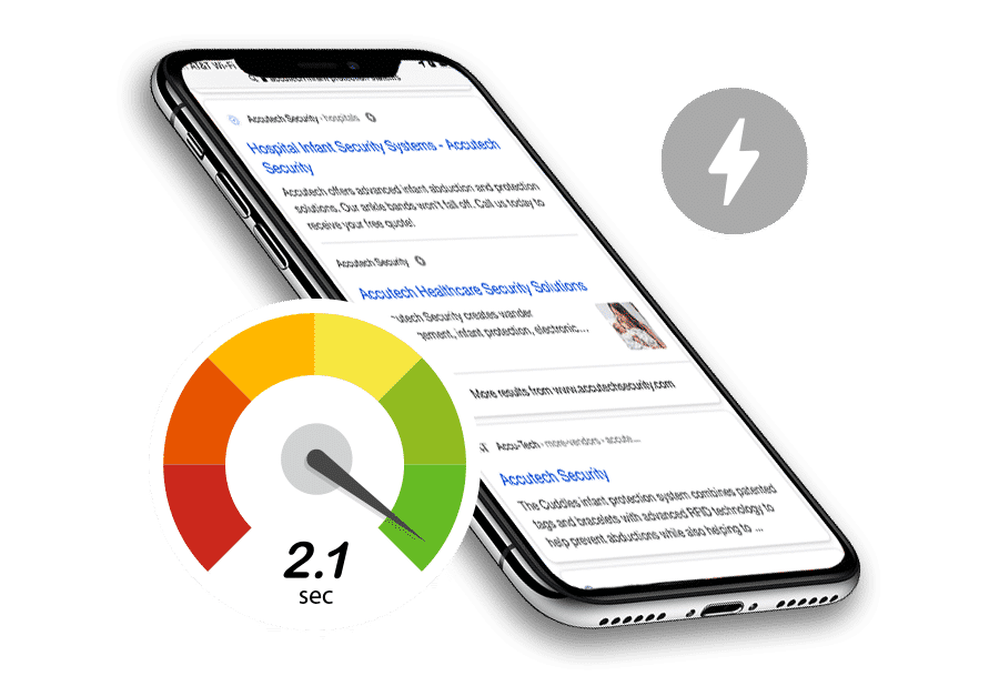 amp search results with speed meter and amp symbol