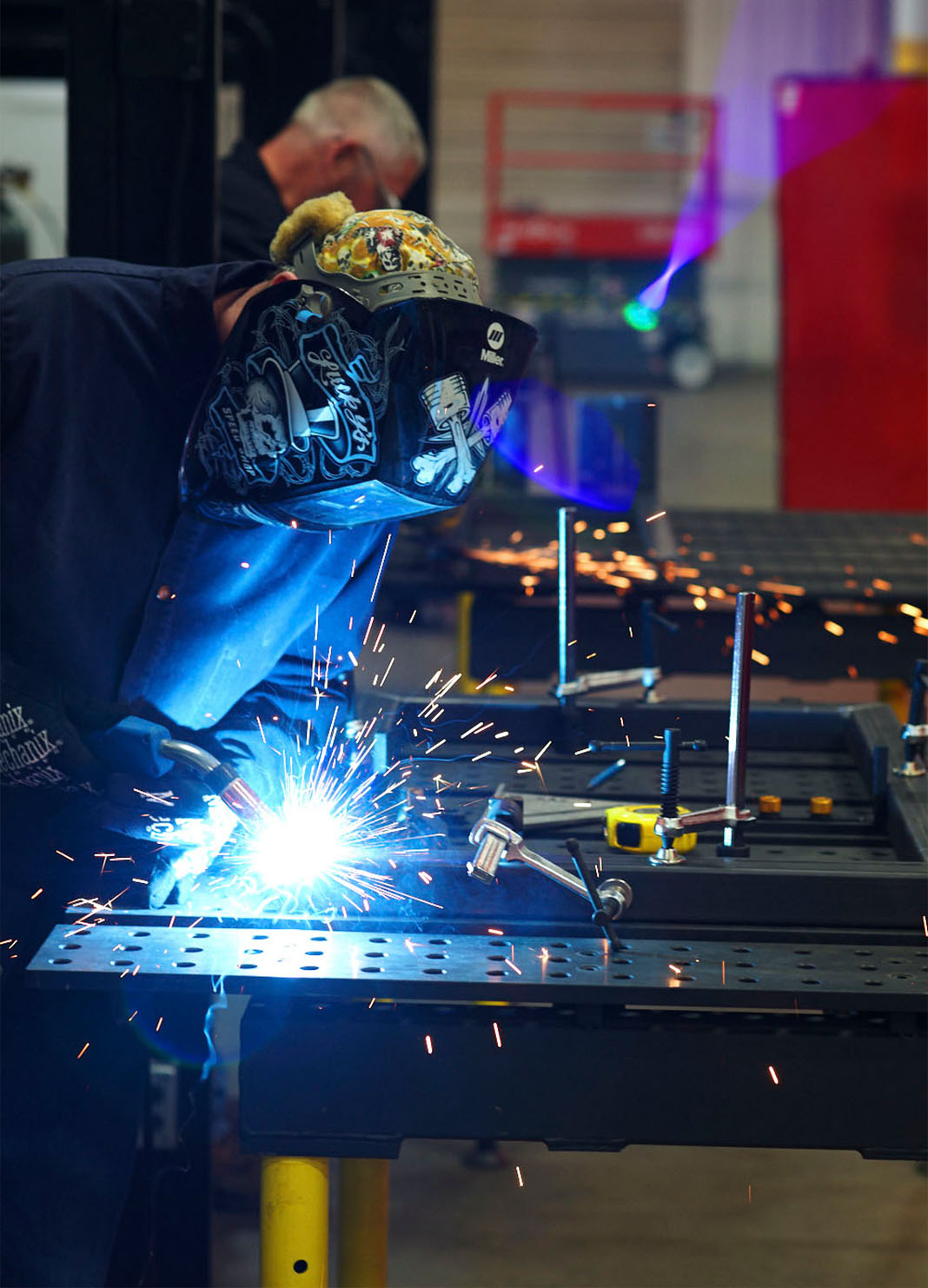 Sparks flying from metal welder