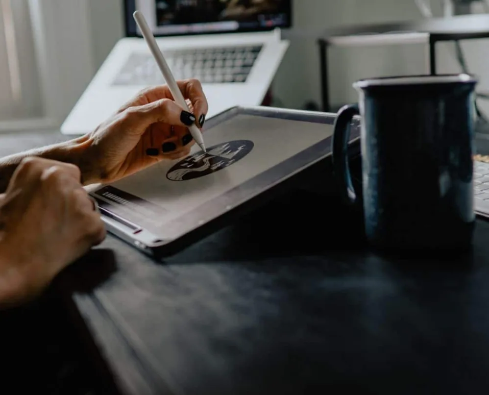 Graphic designer creating a logo