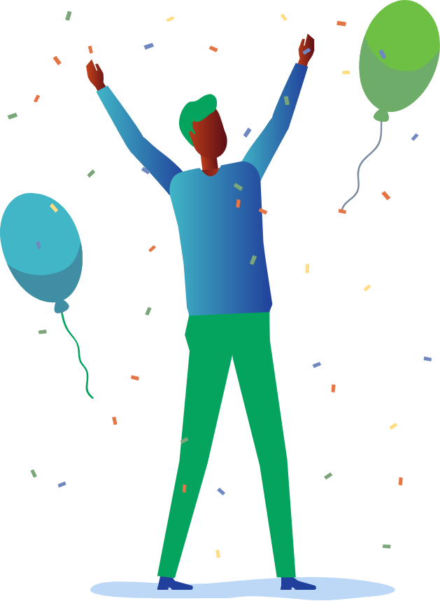 Illustration of man celebrating