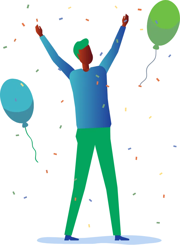 Illustration of man celebrating