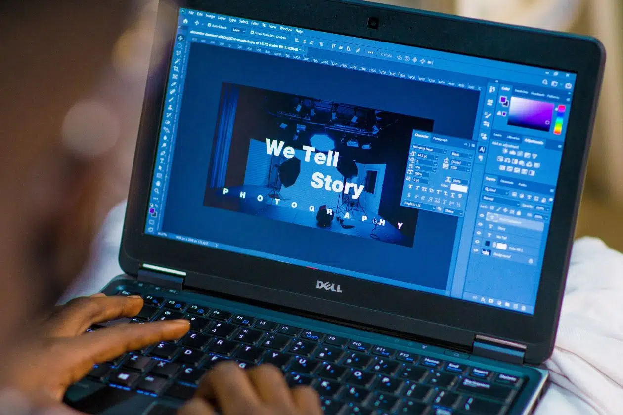 Person working in photo editing program