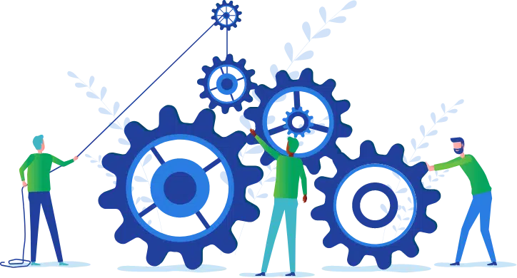 graphic of team turning the gears