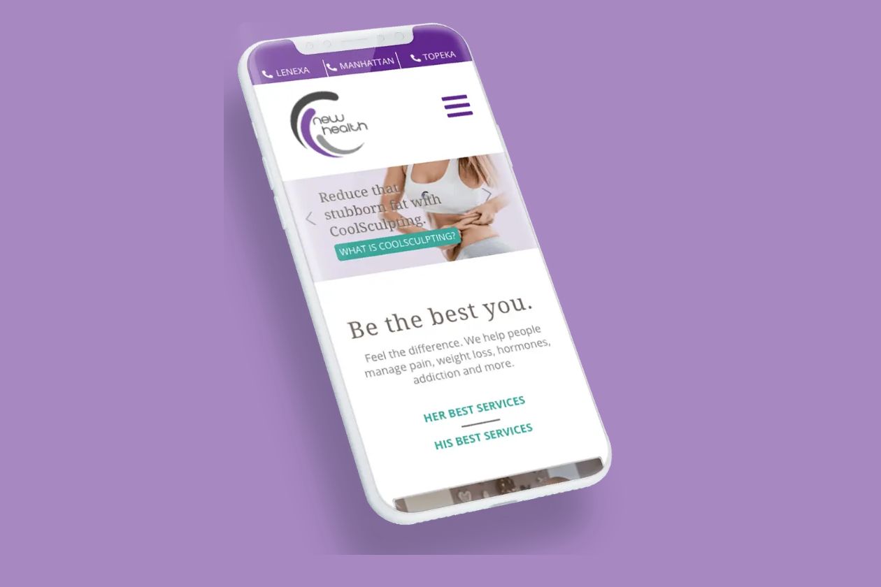 New Health Kansas website on mobile example