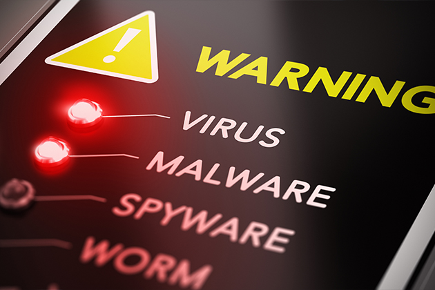 warning label for viruses and malware