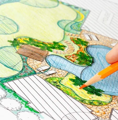 Hand drawn lawn care layout for planning