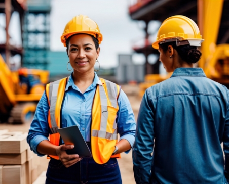 Woman contractor working at a site