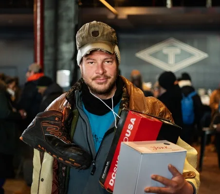 man with possessions
