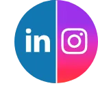 LinkedIn and Instagram logos in one circle