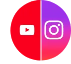 Youtube and Instagram logos in one circle image