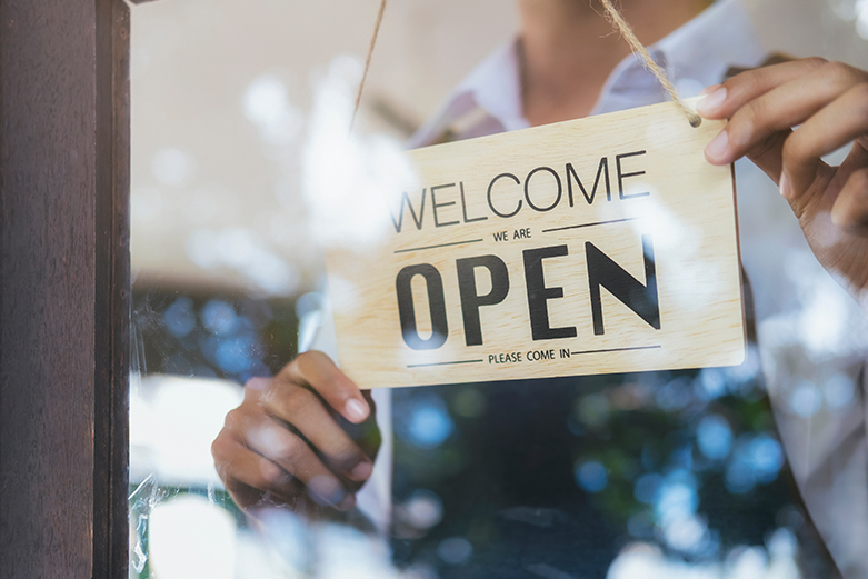 Welcome we are open please come in sign