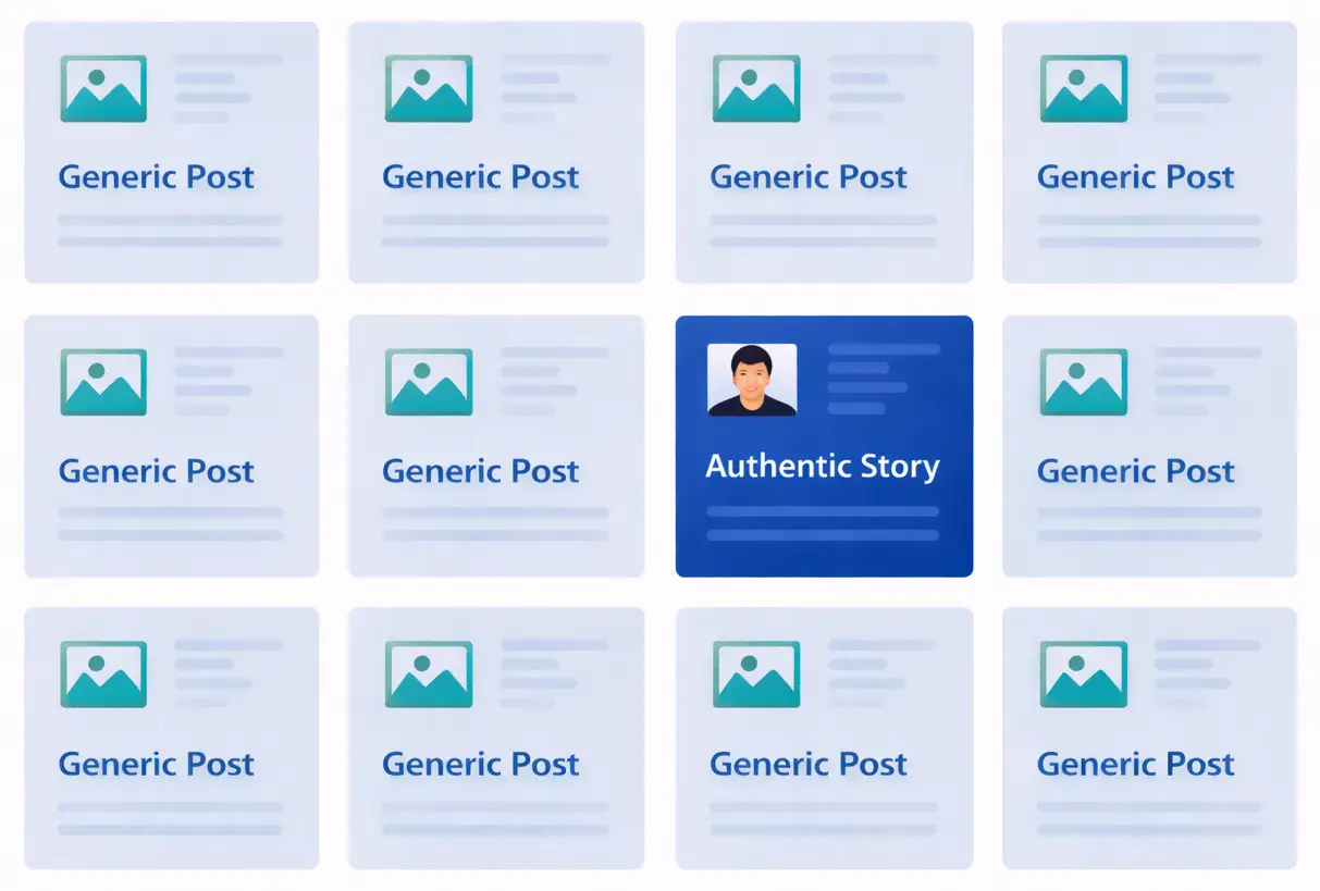 grid with authentic post highlighted