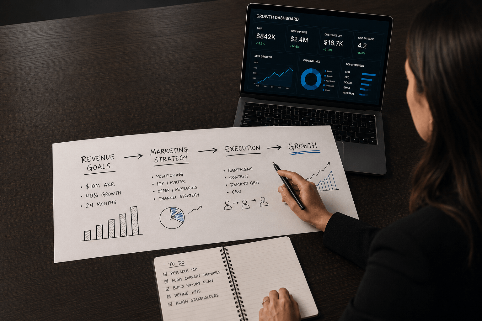 person mapping out marketing strategy