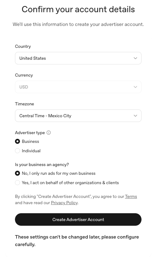 Confirm your account details