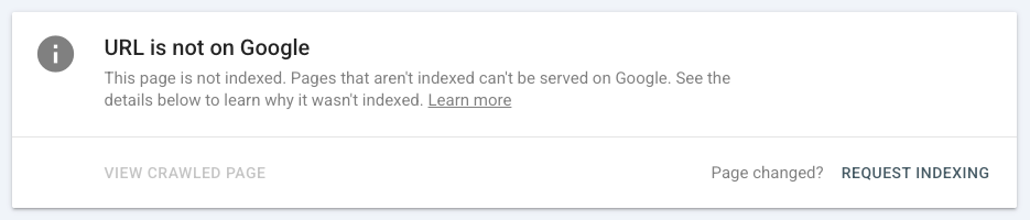 URL not indexed by Google